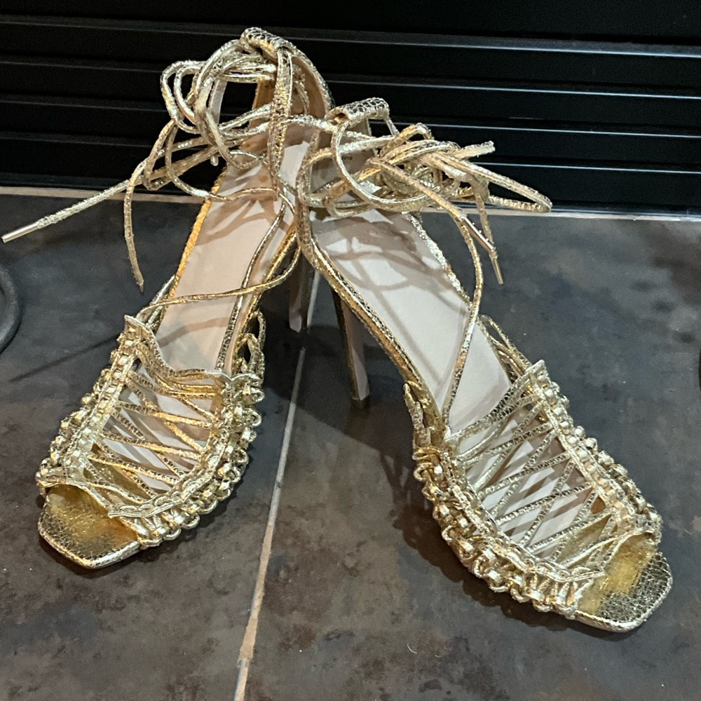 ASOS Gold Strappy Heeled Sandals 6
